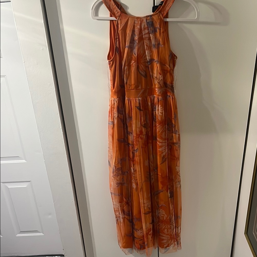 Orange Halter Sundress for Casual Resort Wear